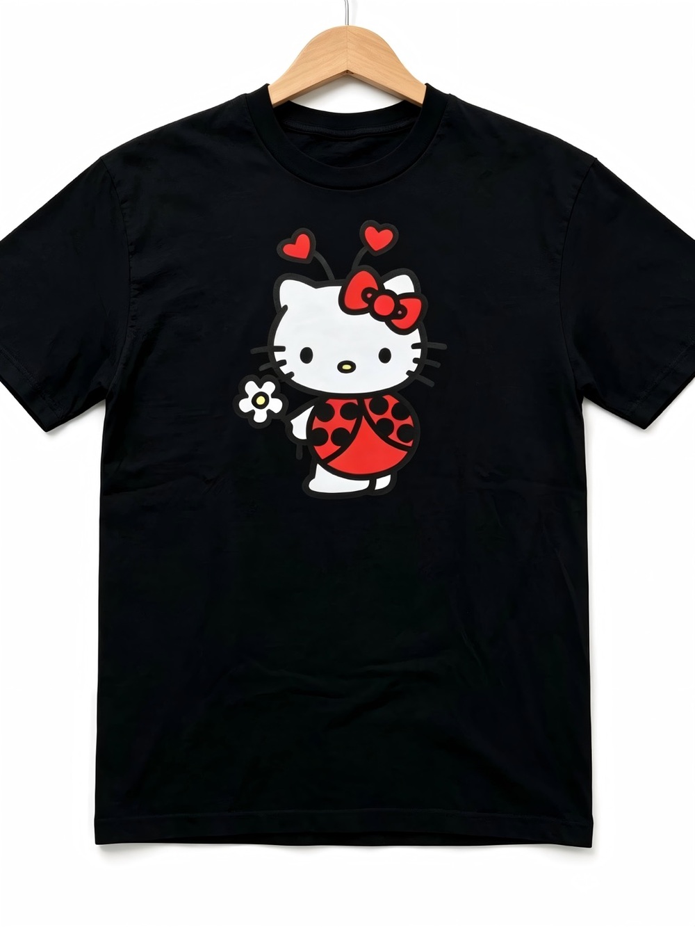 Hello Kitty ladybug Black printed T-shirt